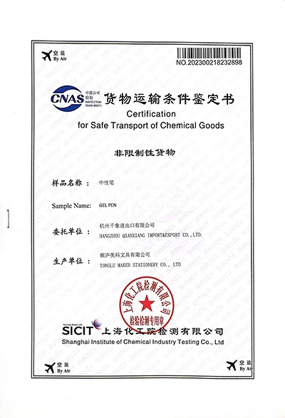 certification for safe transport